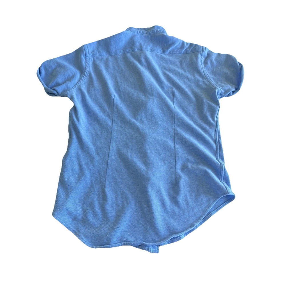 ZARA MAN Blue Shirt Short Sleeve Size Small S Made In Portugal Slim Fit - Picture 7 of 8